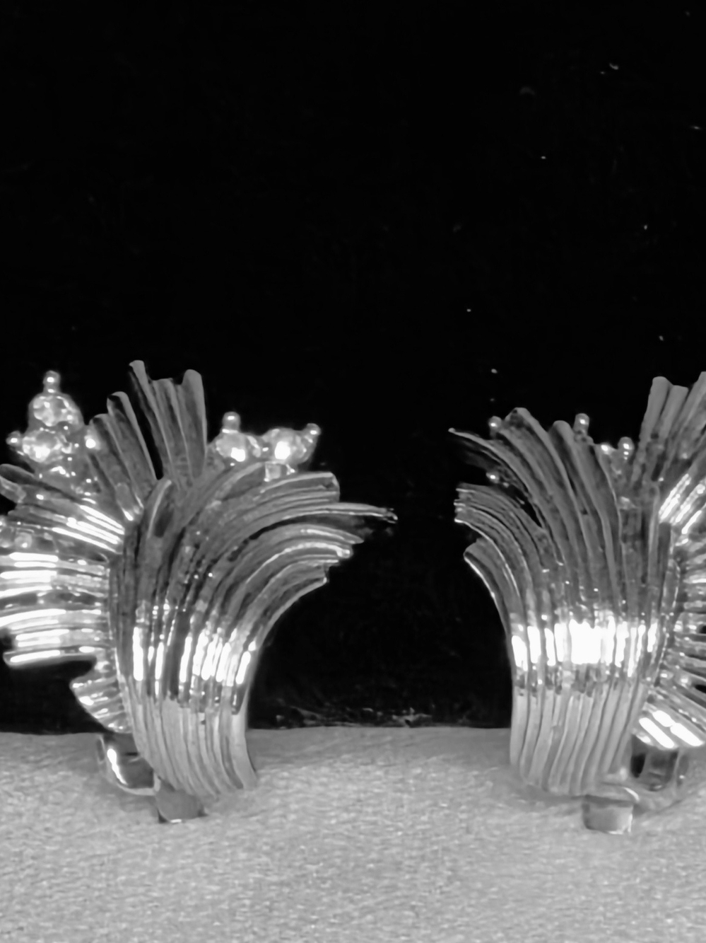 Vintage 1960 Marcel Boucher Rhinestone Clip-On Earrings Silver Tone Signed 7712P